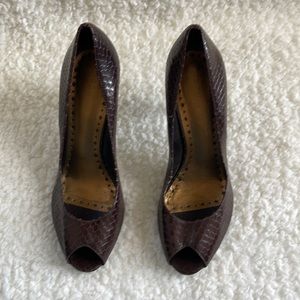 BGBGirls Genuine Snakeskin Peep-toe Pumps